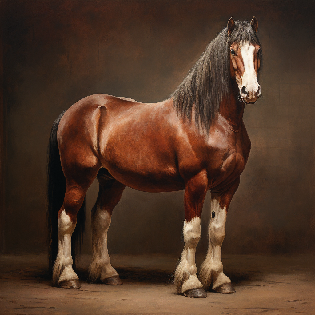 Clydesdale horse in Rembrandt style painting