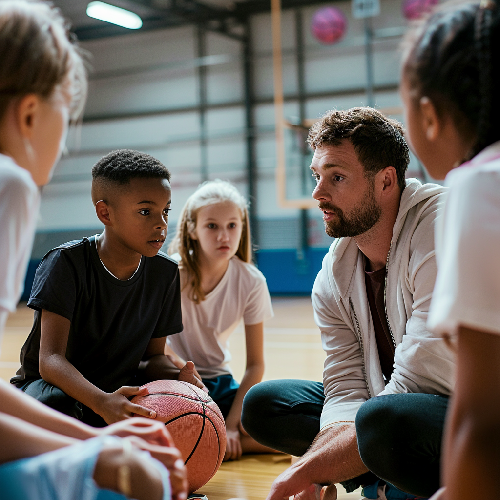 Coach and students training interaction