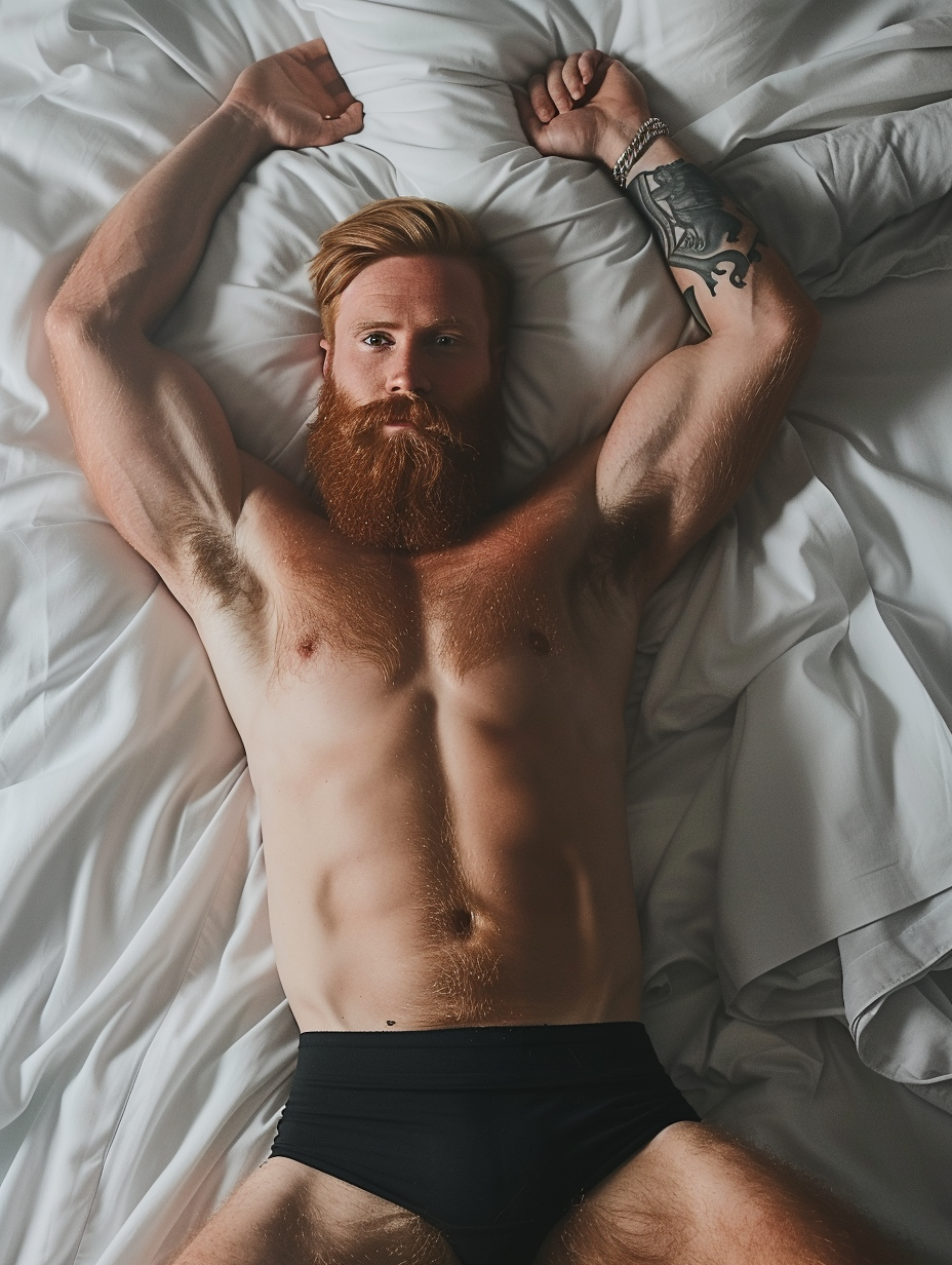 Muscular Coal Miner on Bed