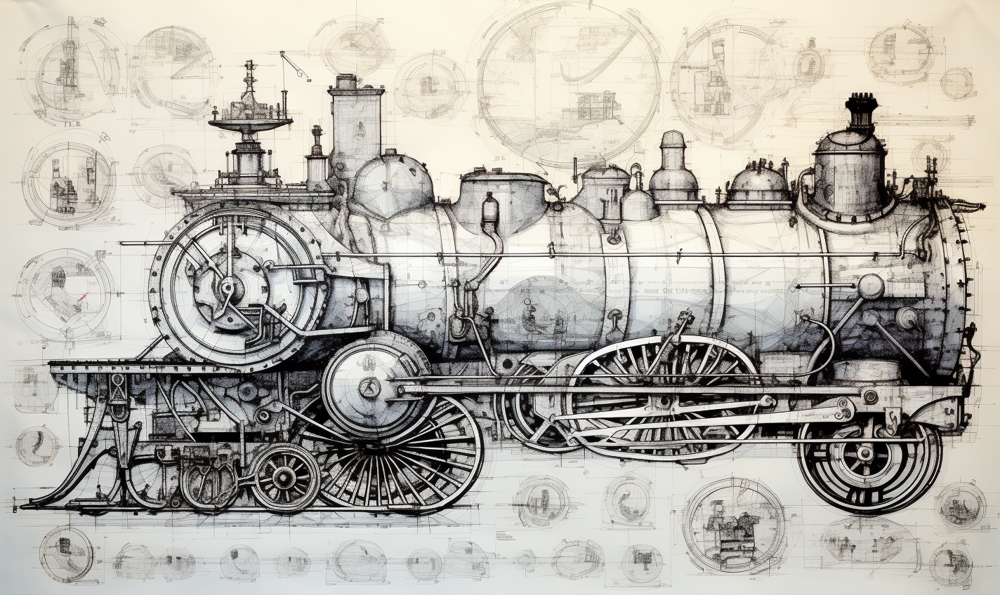 Victorian coalbrookdale locomotive line drawing schematic