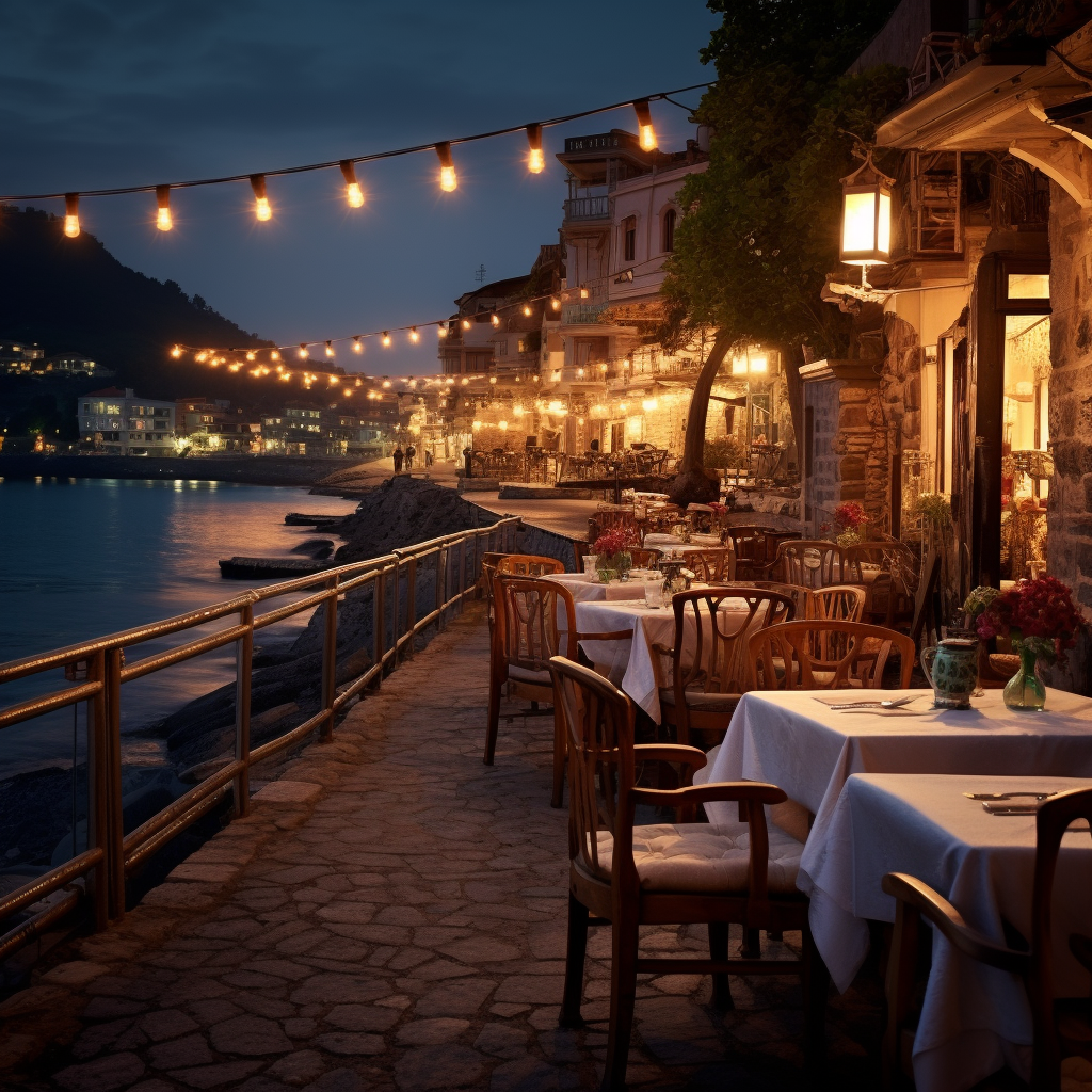 Serene evening at a Turkish coastal town