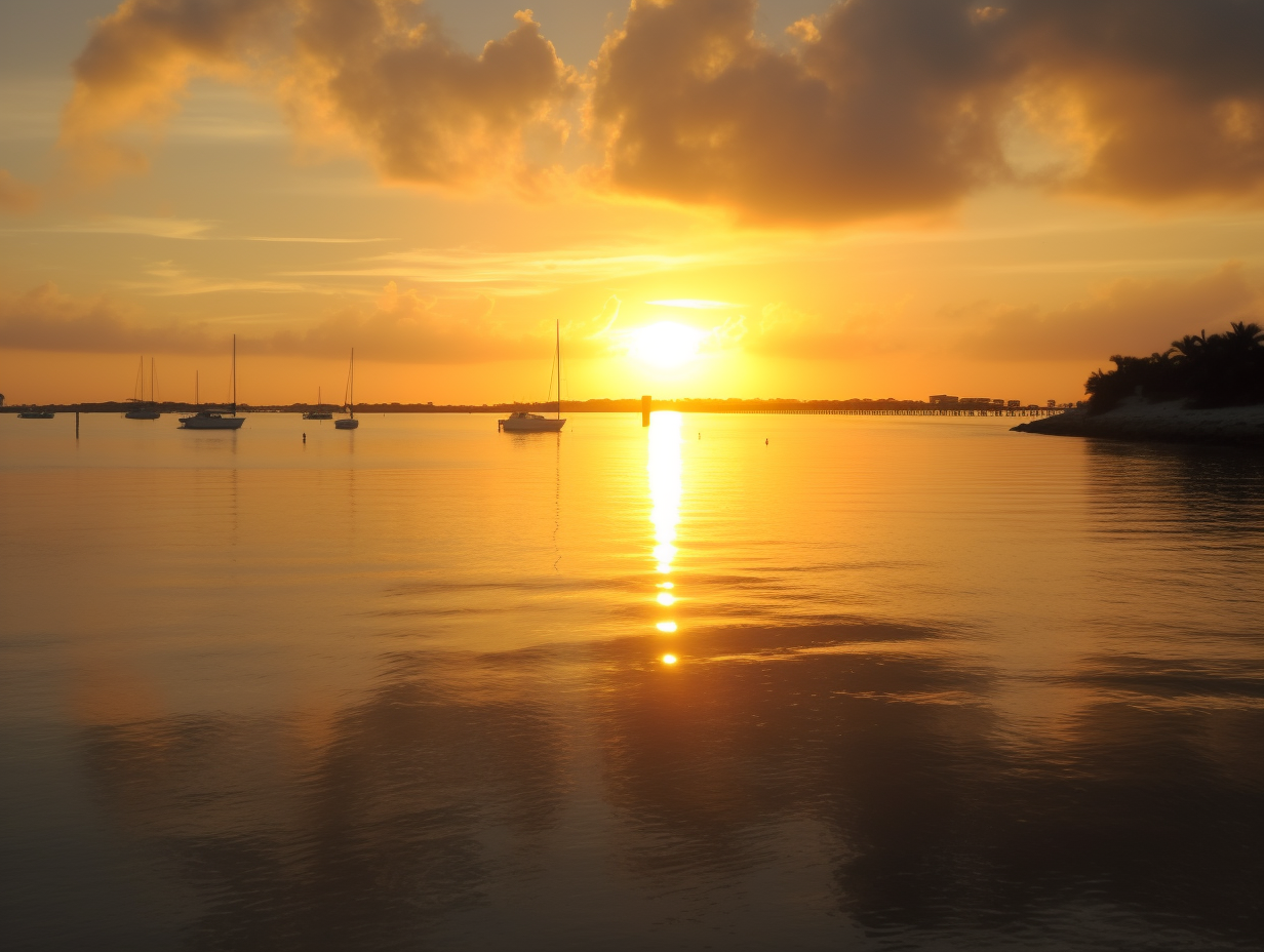 Hyper-realistic coastal Sarasota sunset image