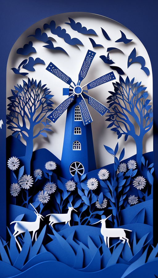 Cobalt Blue Magical Windmill