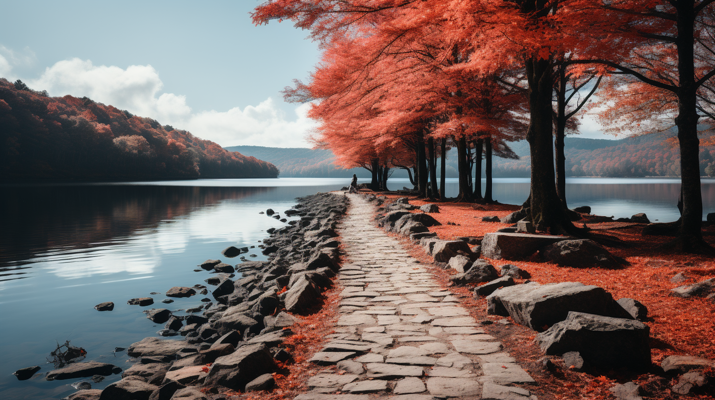 Beautiful Cobblestone Path with Vibrant Colors