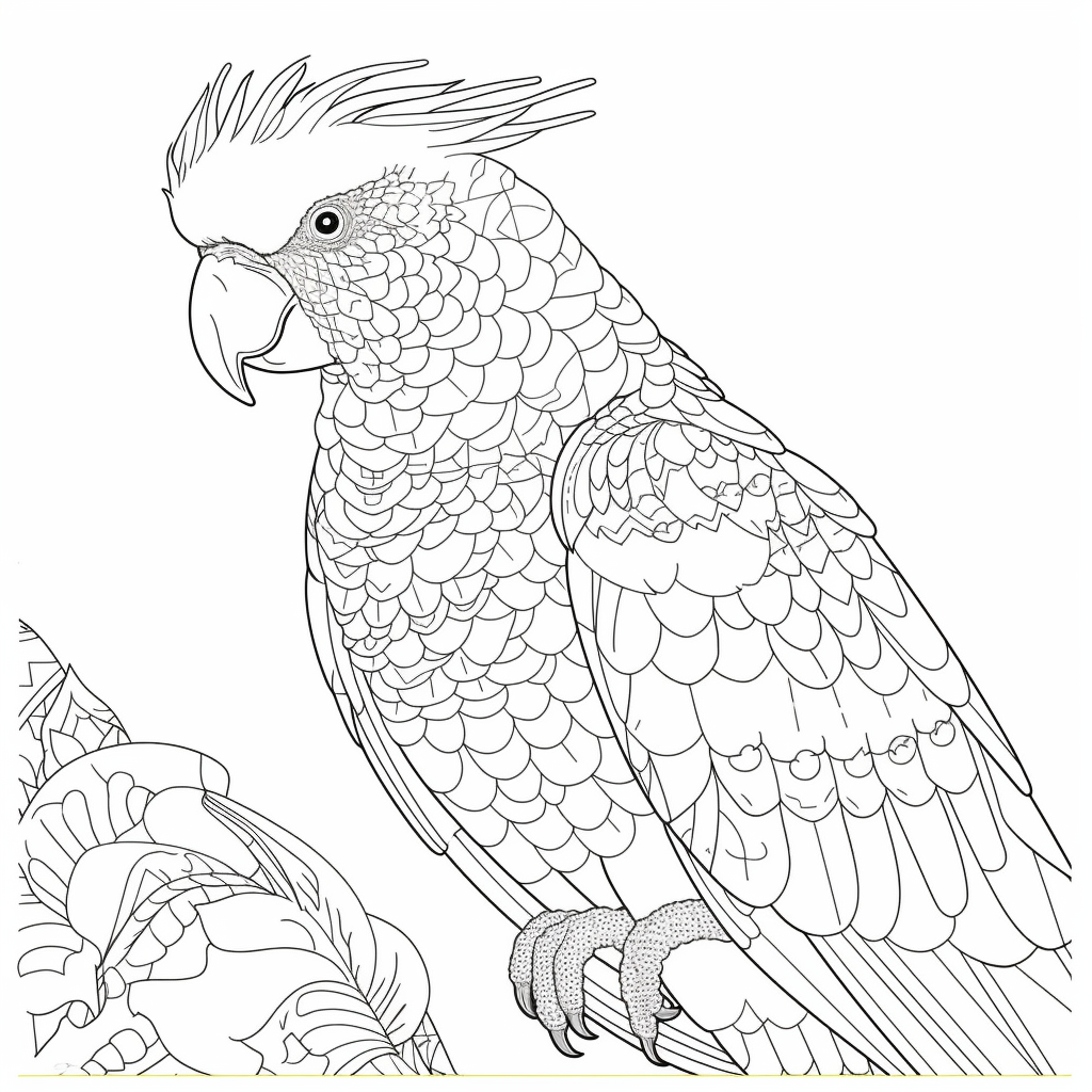 Colorful cockatoo coloring page