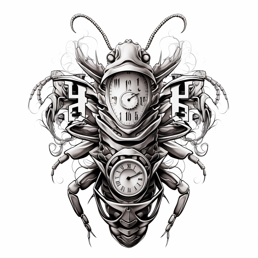 Black and white cockroach military tattoo flash