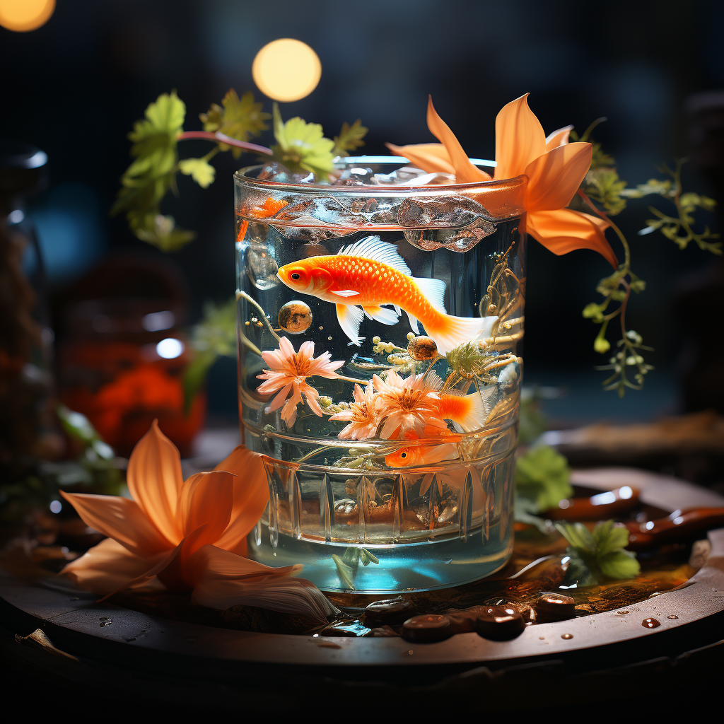 Colorful Cocktail with Koi Fish