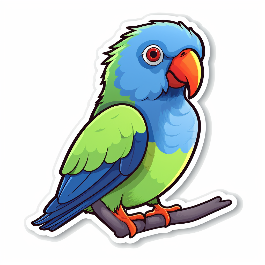 Cute Coconut Lorikeet Sticker Illustration