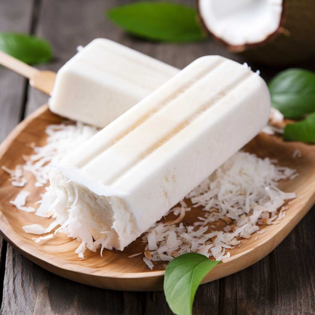 Refreshing coconut ice cream popsicle