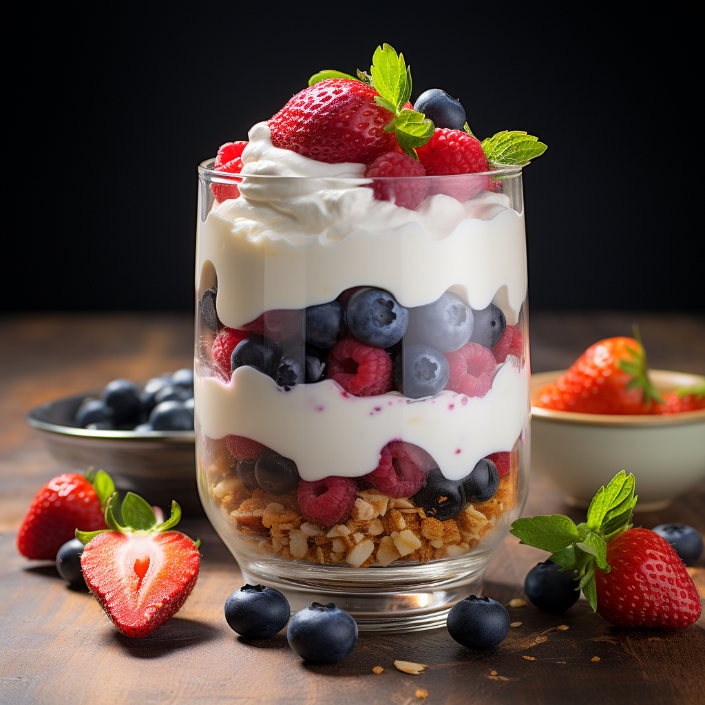 Refreshing coconut yogurt parfait with mixed berries