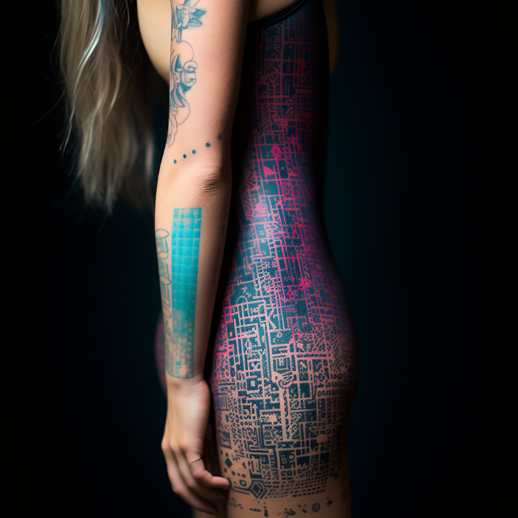 Tattoo of Computer Code on Woman