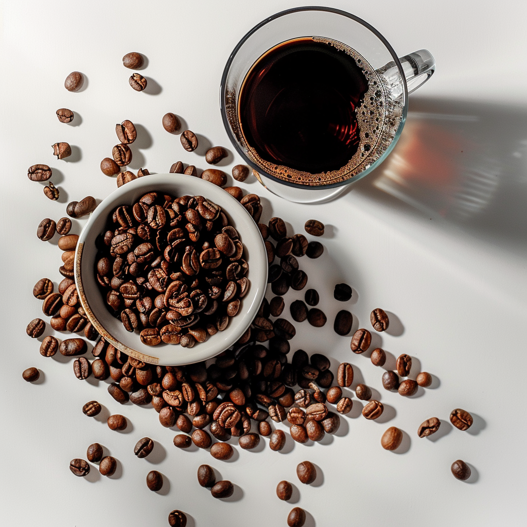 Coffee Beans Glass White Background