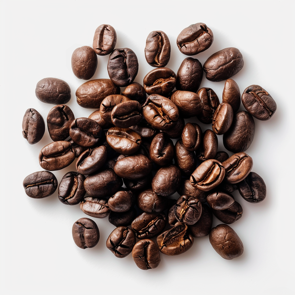 Coffee beans on white background