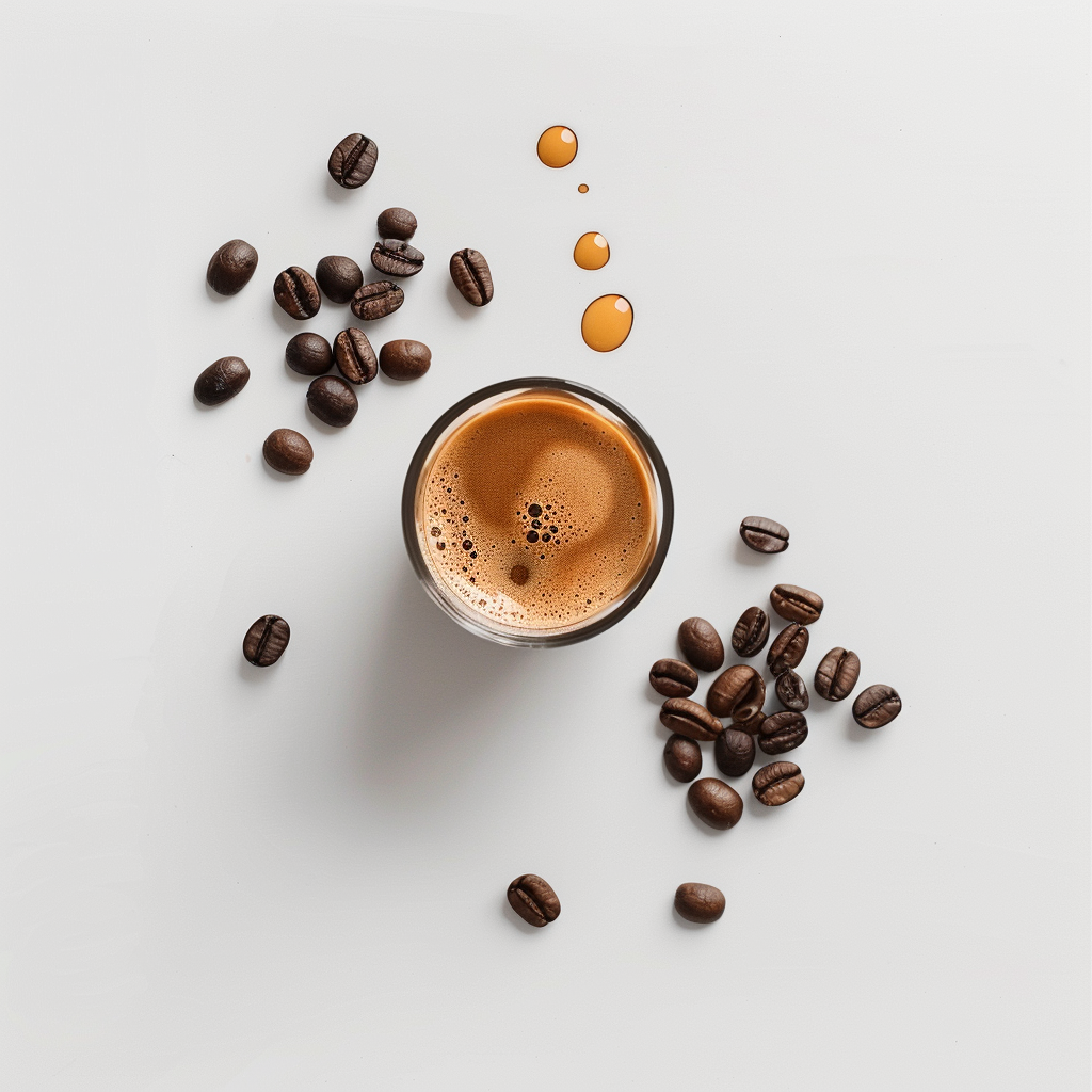 Coffee beans and glass mockup