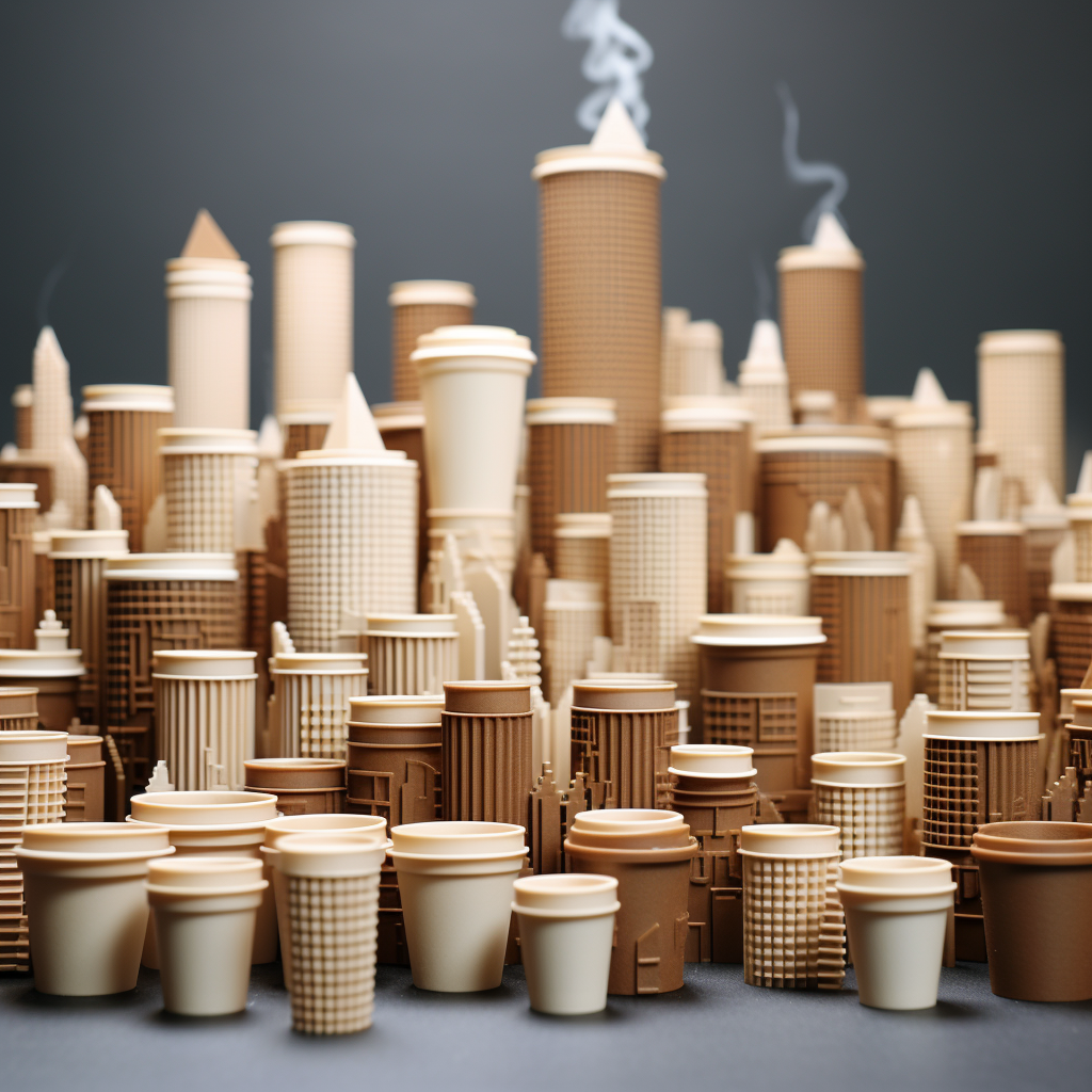 Coffee Cup City with Skyscrapers