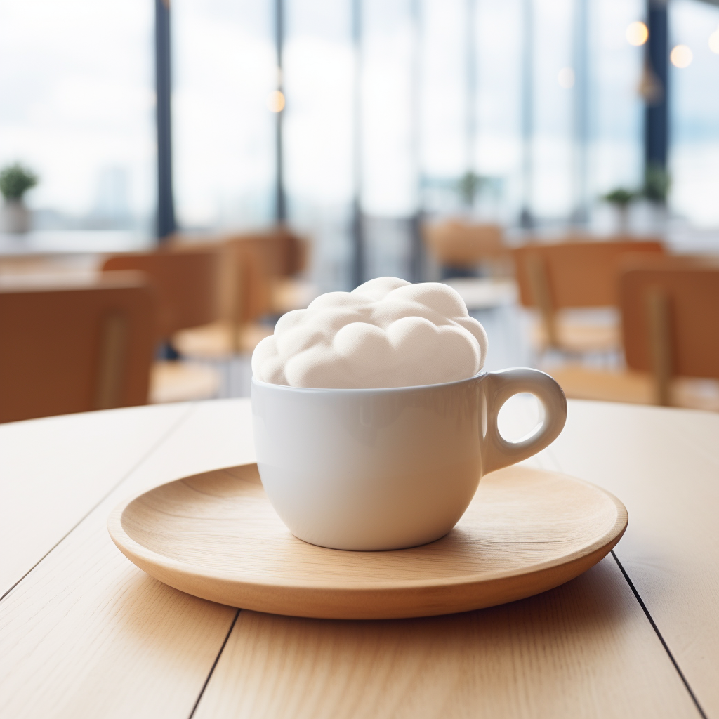 Coffee cup with clouds on side