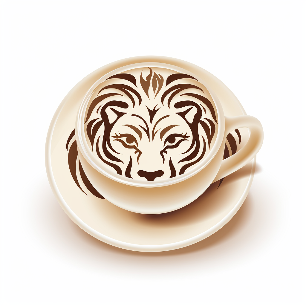 Coffee Cup Icon with Lion Symbol Made of Crema - 2Moons.ai