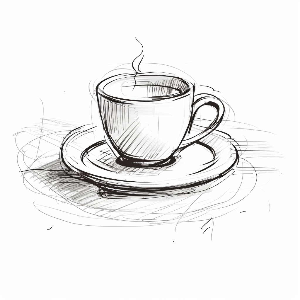 Coffee cup, saucer, and tea spoon on white background