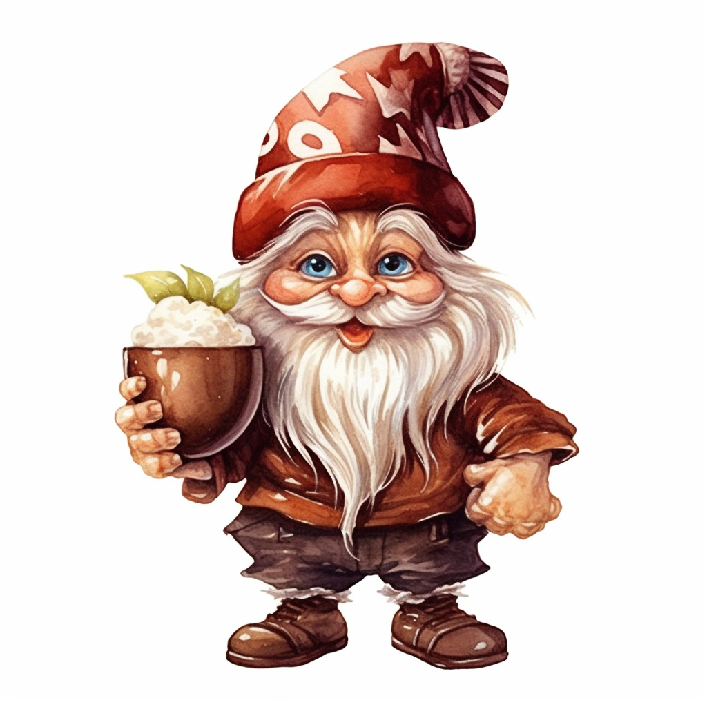 Cute coffee gnomes watercolor vector element