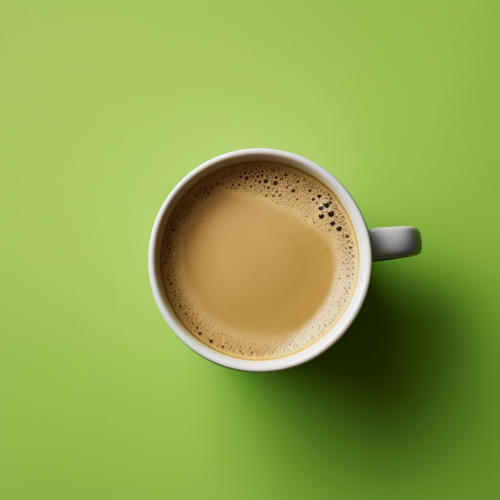 Refreshing cup of coffee on limegreen background