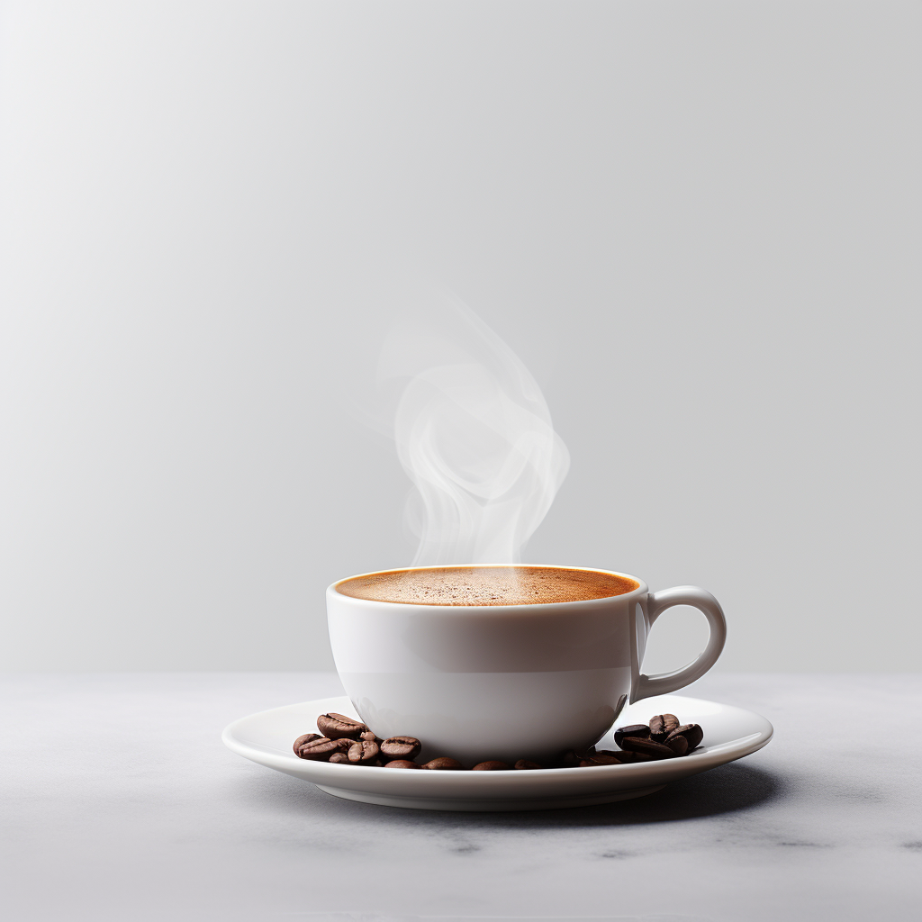 Refreshing and aromatic coffee on a light grey background