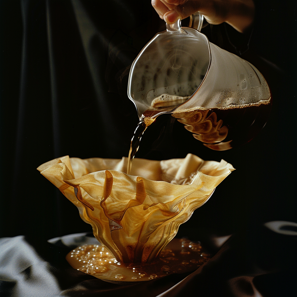 Person pouring coffee into resin maker