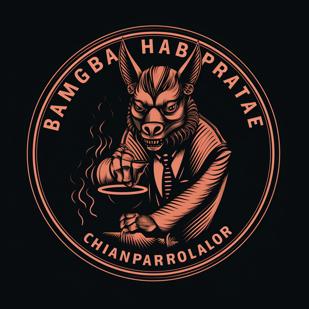 Illustration of chupacabra in coffee roasting business logo