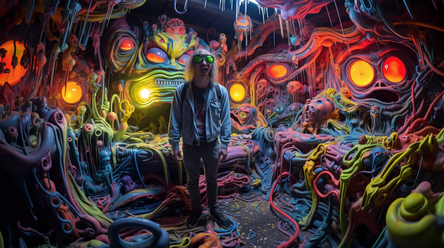 Vibrant neon lights depicting cognitive schizophrenia chaos