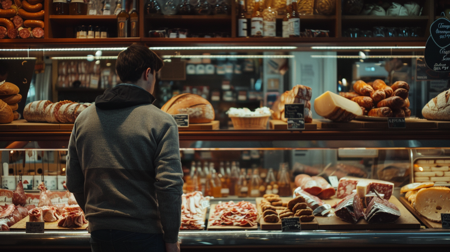 Man Observing Cold Cuts