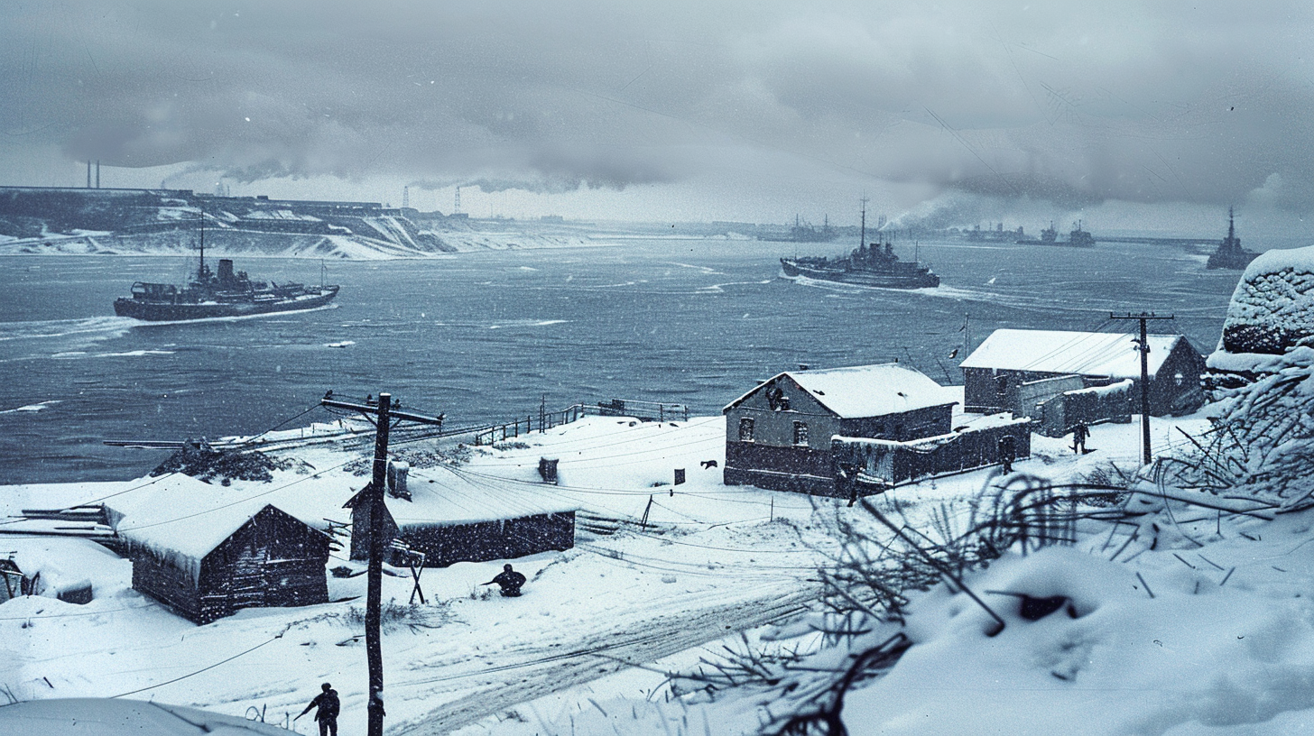 Snow-covered military outposts soldiers Vladivostok