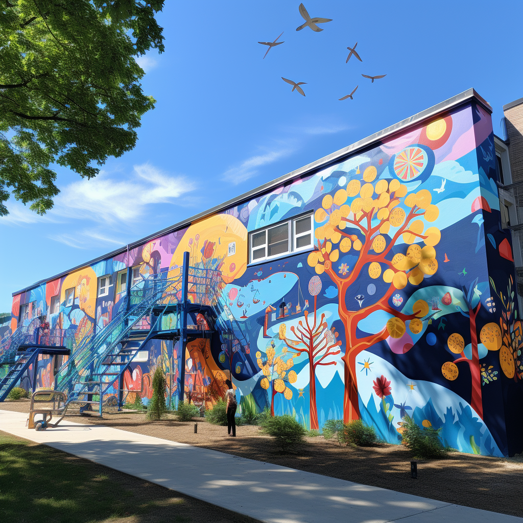 Vibrant collaborative mural project artwork