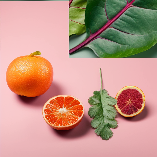 Collage of leaves and healthy food