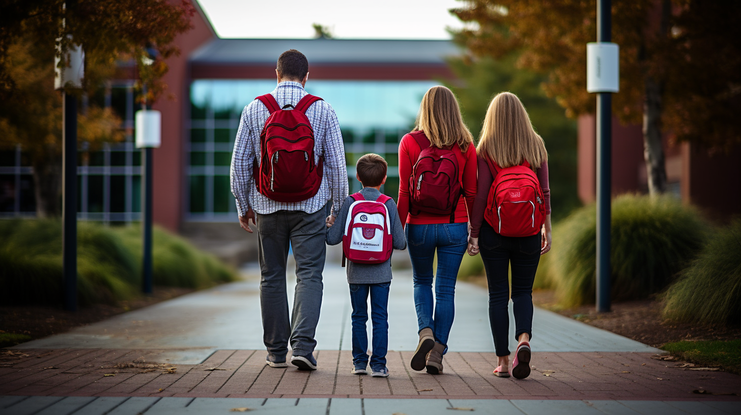 Parents dropping off their kid at college orientation