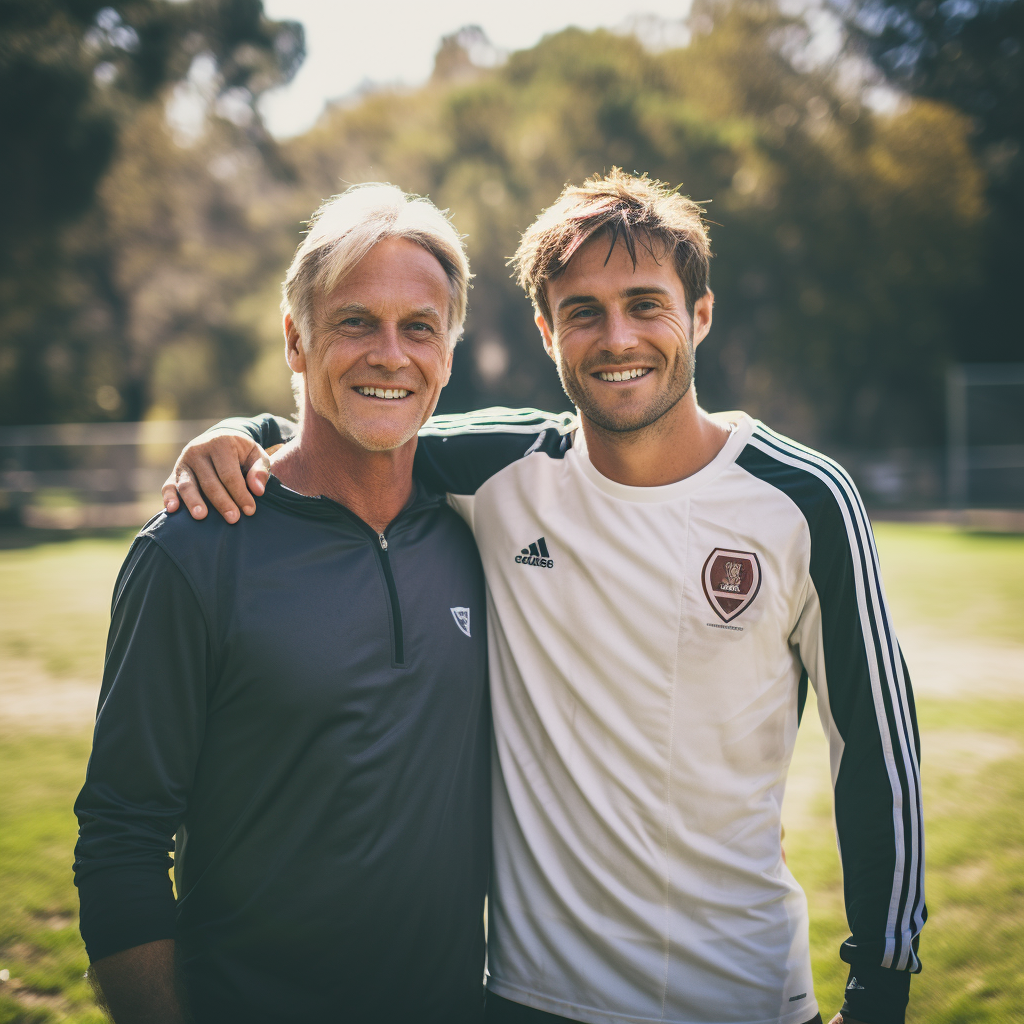 Soccer player and coach in training session