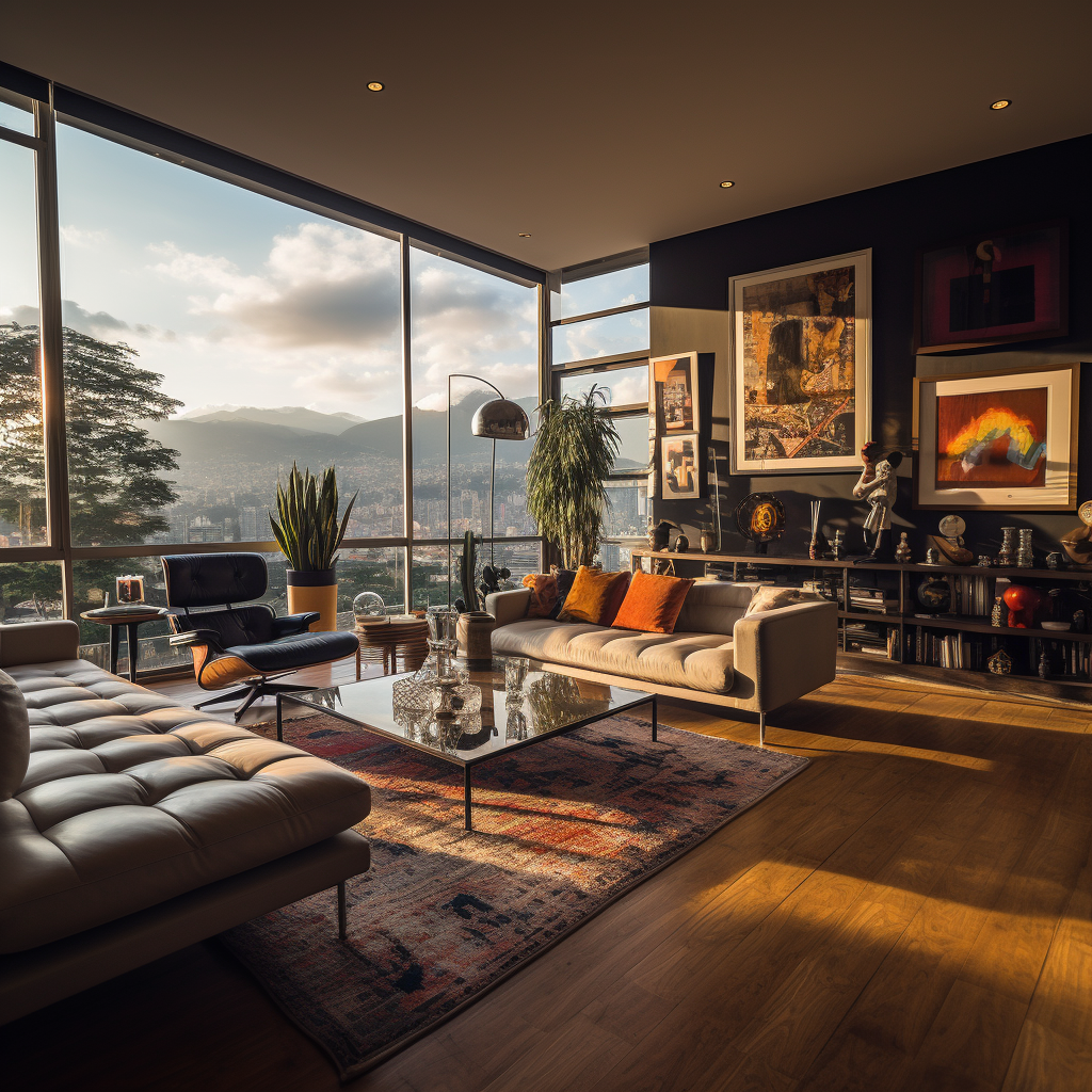 Spacious living room in a Colombian apartment