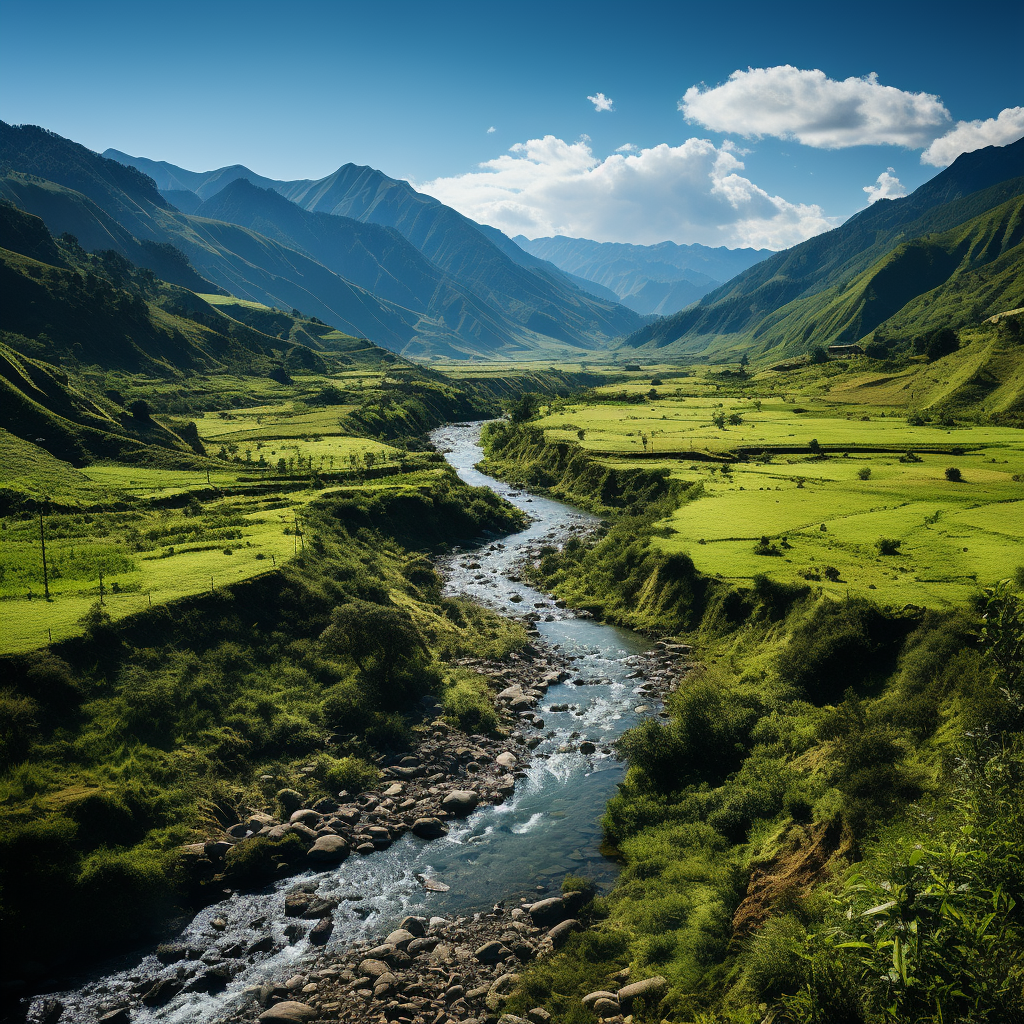 Aerial view of lush Colombian green mountains