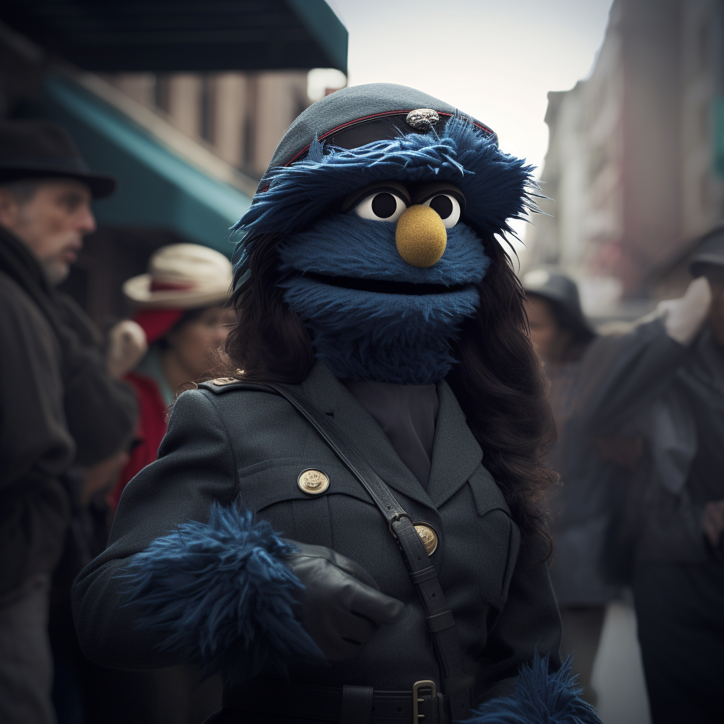 Colombian Spy Woman following Cookie Monster