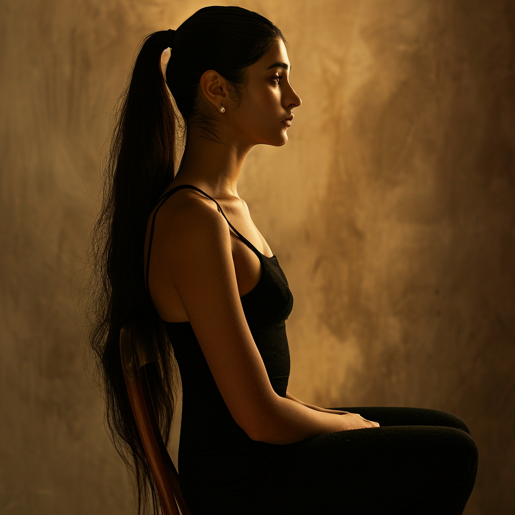 Colombian Woman with Ponytail and Pearl Earring