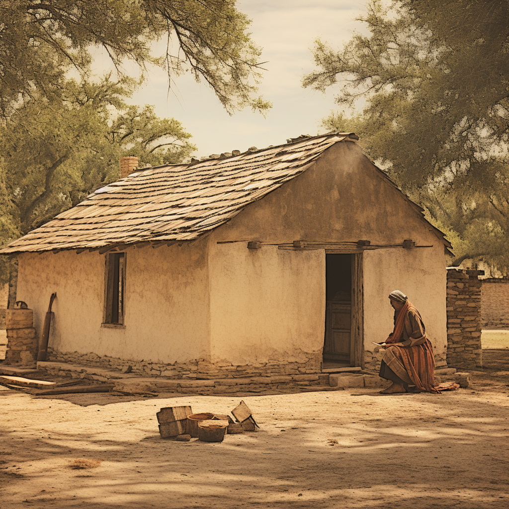 Jacal dwelling in Colonial San Antonio