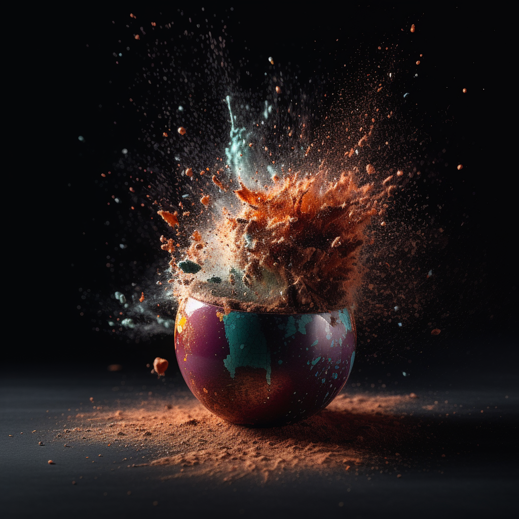 Colorful Dust Explosion in Studio Light