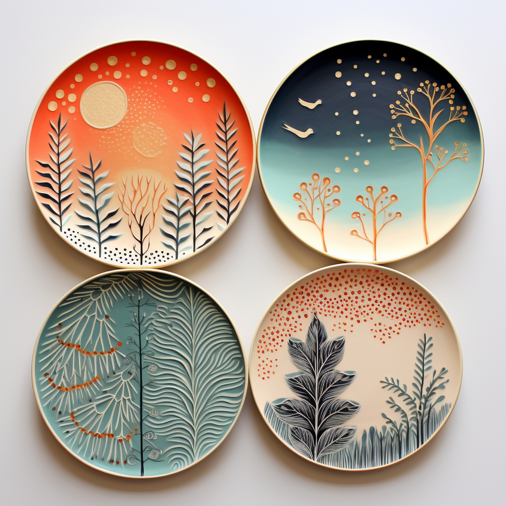 Three plates with lovely designs