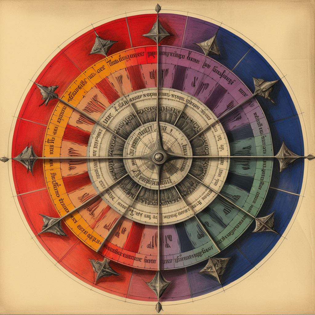 Color Wheel on Parchment with Latin Labels