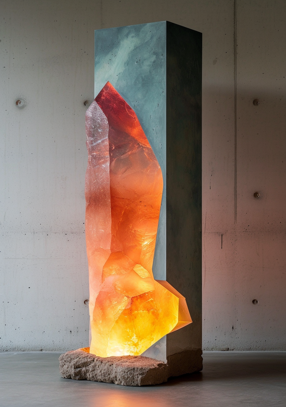 Colored Concrete Sculpture Ambient Light