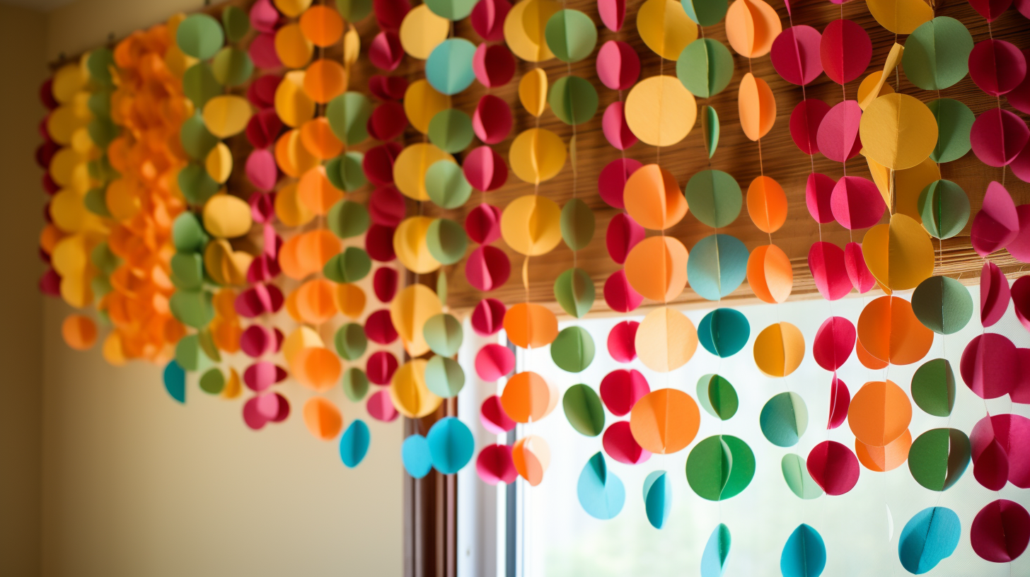 Vibrant paper garland adorning a lovely house