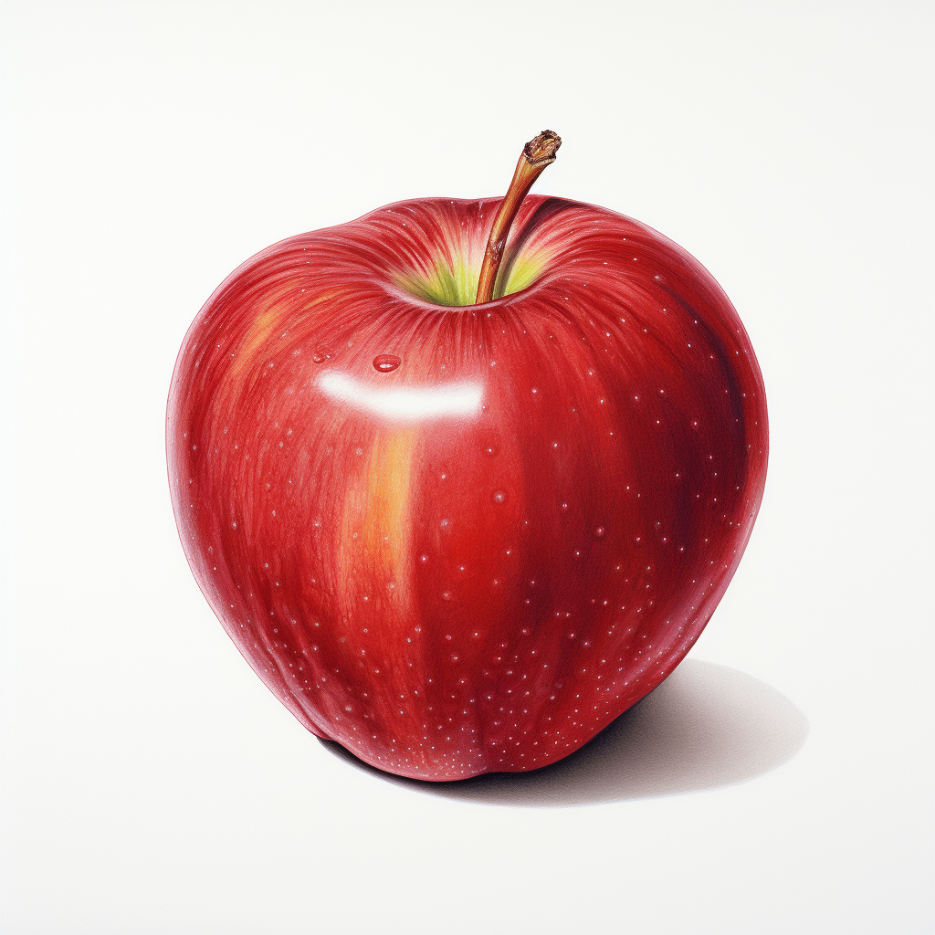 Colored pencil drawing of an apple