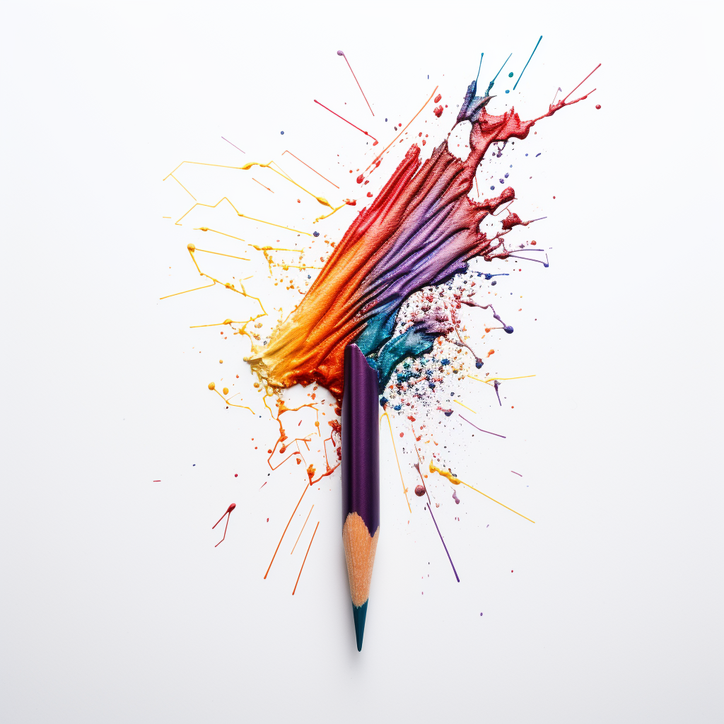 Colorful pencil art with AI encre trace