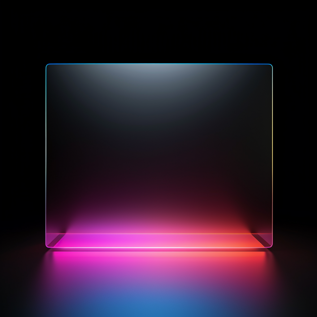 Colored semi-transparent TV screen on black background