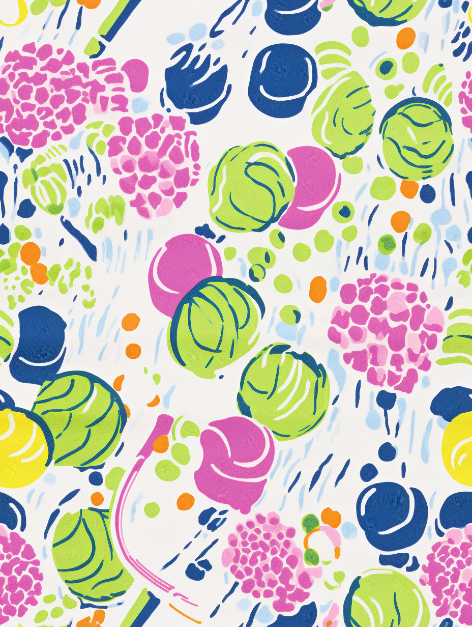 Tennis Balls Tennis Court Pattern