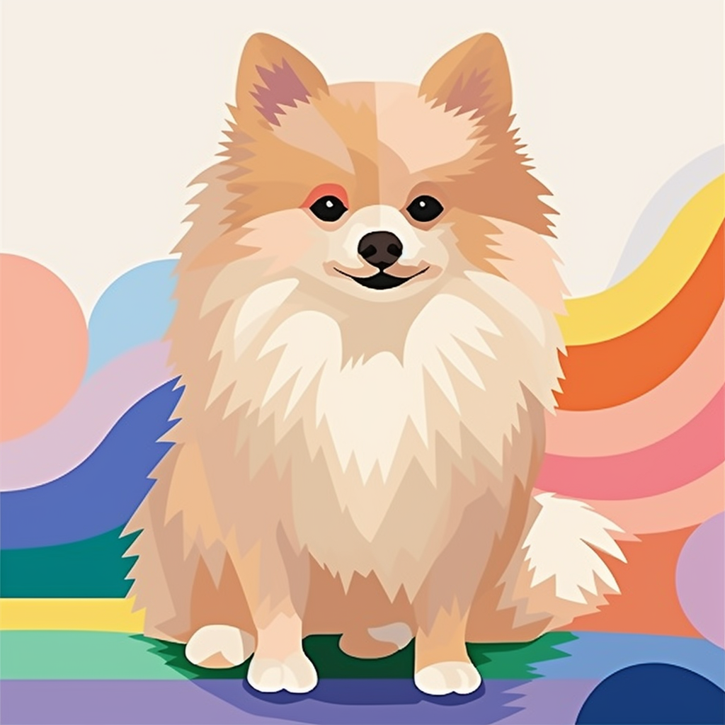 Colorful Abstract Geometric Prints Pomeranian Shape