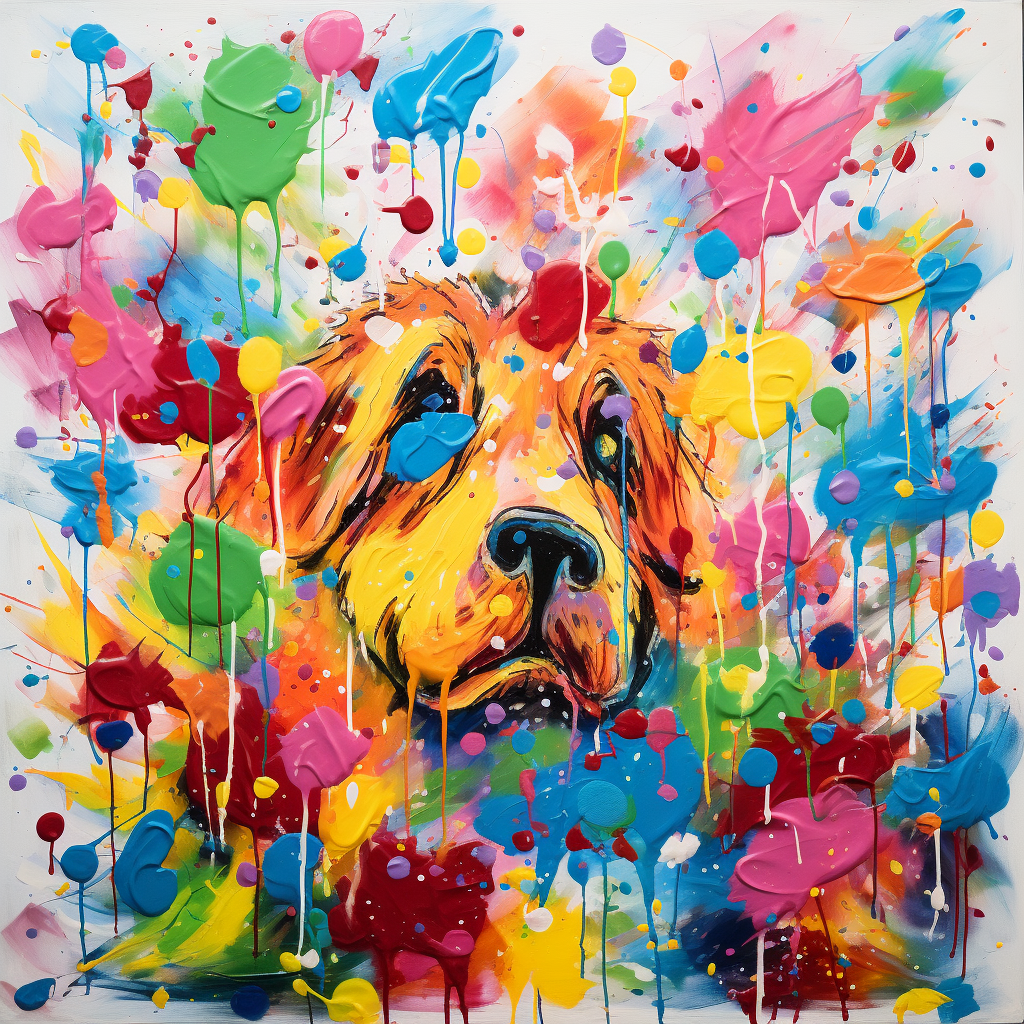 Abstract painting with paw prints